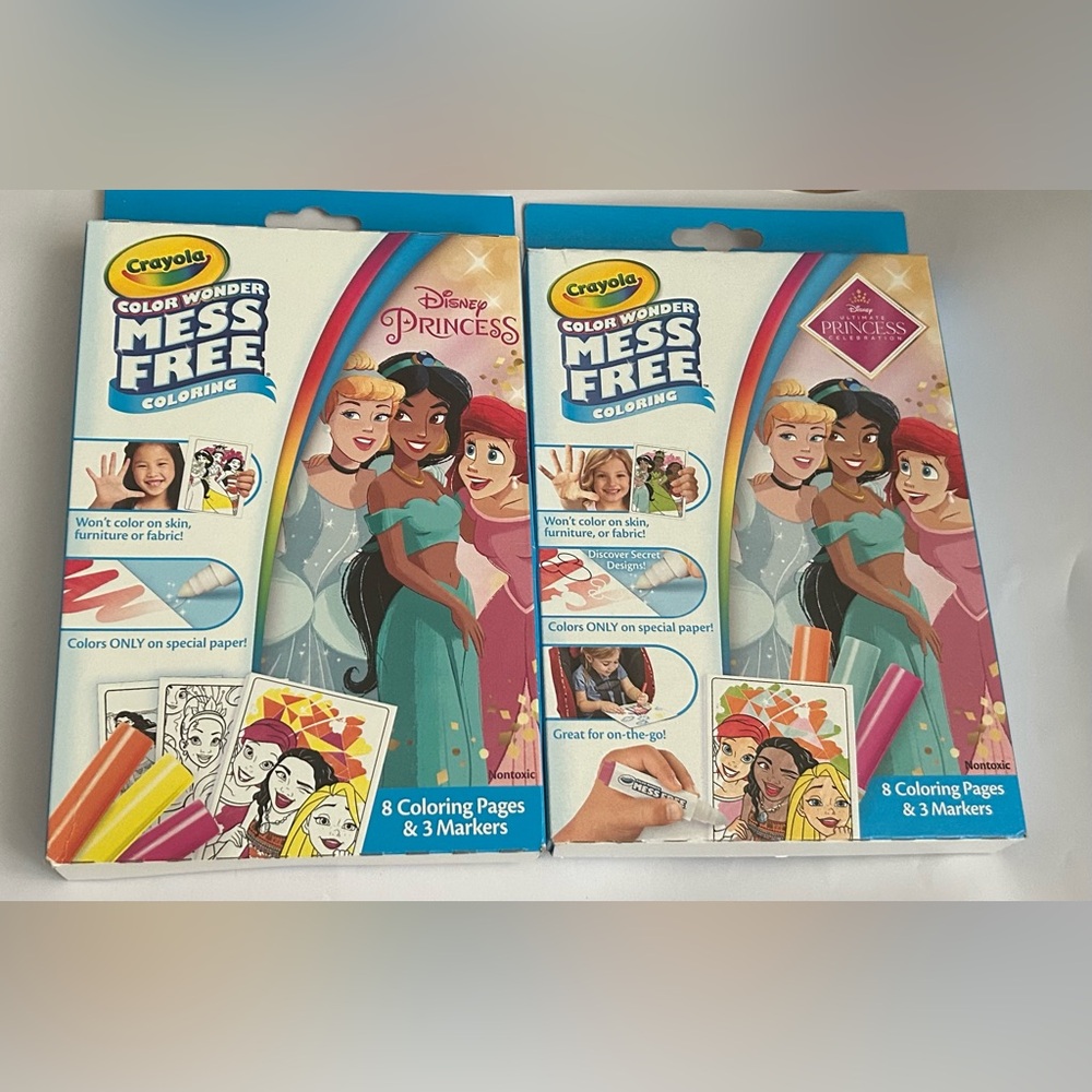 New 2 Crayola Disney Princess Color Wonder Mess Free Activity made in USA